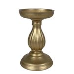 Portavela Decorativo de Madera con Base Amplia 17 cm Color Dorado