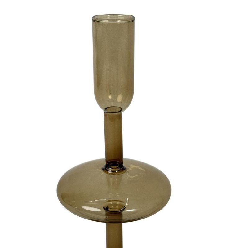 Candelero de Vidrio para Decoración Navideña Color Ámbar 20 Cm