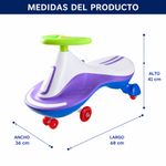 Vehículo Infantil Gira Gira Toy Story con Volante, Sonido y Luces LED Morado y Blanco para Interiores y Exteriores