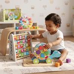 Set de Regalo Preescolar 3 en 1 con Reloj Didáctico, Clasificador de Formas y Ábaco de Madera