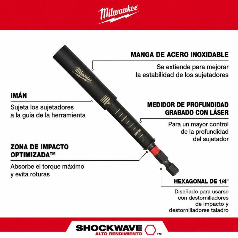 Set de 7 Puntas de Impacto Shockwave con Guía Magnética