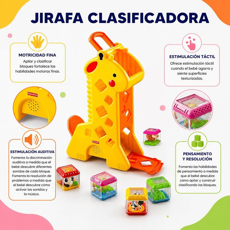 Juguete Didáctico Jirafa con Bloques de Actividades, Música y Sonidos para Bebés