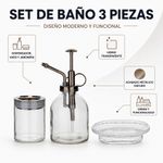 Set de Accesorios para Baño de Vidrio y Metal Color Transparente 3 Piezas