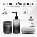 Set de Accesorios para Baño de Vidrio Acabado Mate Color Negro 3 Piezas