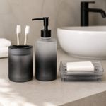 Set de Accesorios para Baño de Vidrio Acabado Mate Color Negro 3 Piezas
