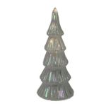 Árbol de Vidrio con Luz para Decoración Navideña Color Blanco 21.5 cm