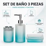 Set de Accesorios para Baño de Vidrio Acabado Mate Color Azul 3 Piezas
