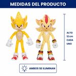 Set de 2 Figuras de Acción de Sonic 3 Super Sonic y Super Shadow con Luz de 5 Plg