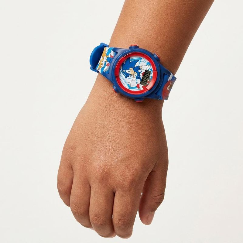 Reloj Digital Infantil de Sonic LCD con Luces Parpadeantes y Correa Azul Ajustable
