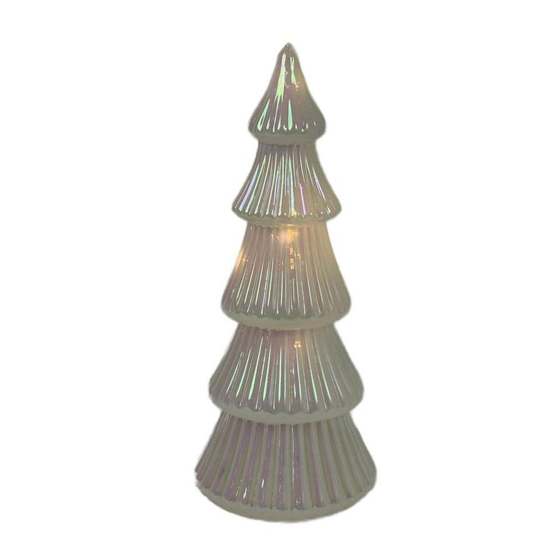 Árbol de Vidrio con Luz para Decoración Navideña Color Blanco 27 cm