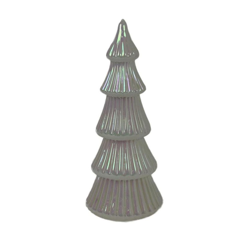 Árbol de Vidrio con Luz para Decoración Navideña Color Blanco 27 cm