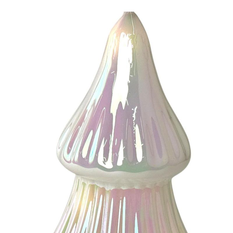 Árbol de Vidrio con Luz para Decoración Navideña Color Blanco 27 cm