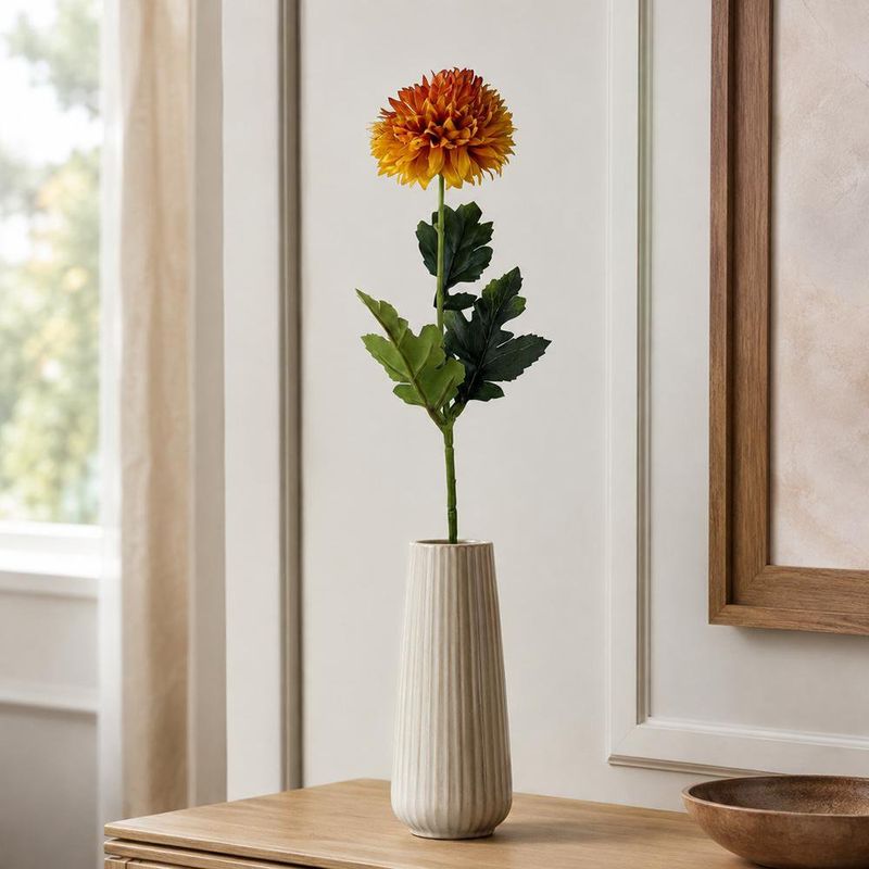 Flor Artificial Crisantemo Color Naranja de 8 Cm para Floreros y Arreglos