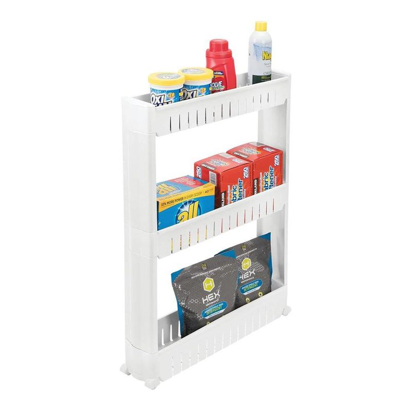 Organizador con 3 Bandejas y Rodos de Plástico Color Blanco