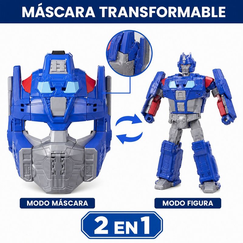 Máscara 2 en 1 de Transformers One Optimus Prime con Correa Ajustable para Juego de Rol