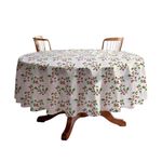 Mantel Navideño Redondo Estampado de Ramas de Temporada 178 cm