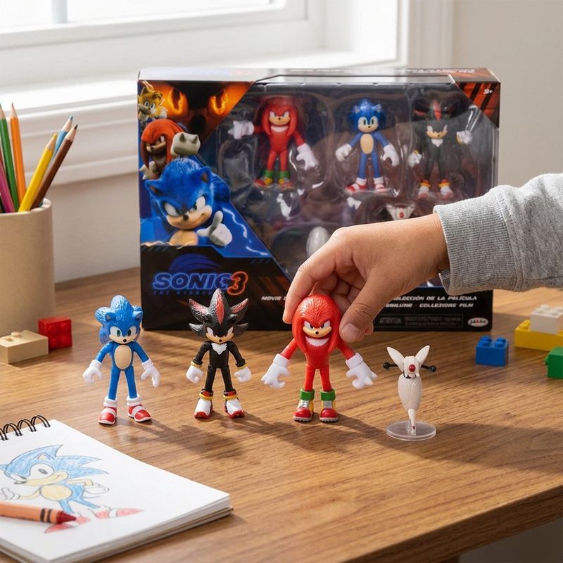 Set de Figuras de la Película Sonic 3 con Sonic, Shadow y Knuckles 2.5 Plg