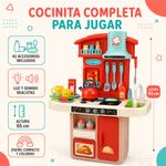 Cocina Infantil de Juguete con 42 Accesorios, Luz y Sonido Realistas 65 Cm