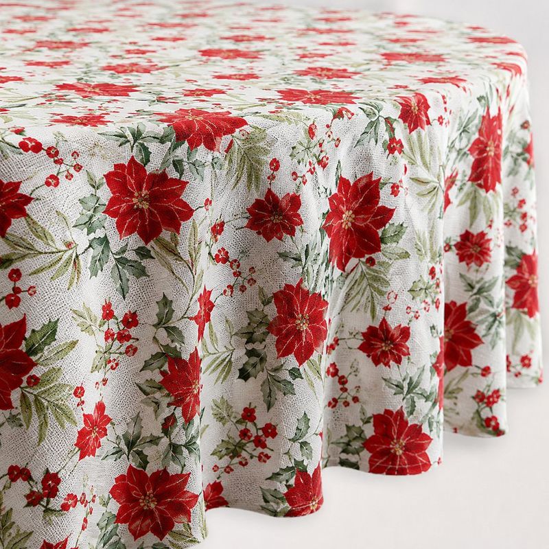 Mantel Navideño Redondo Estampado de Pascuas 178 cm