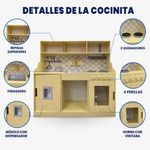 Cocina Infantil de Juguete con Refrigerador, Horno, Lavaplatos y Estufa Color Beige