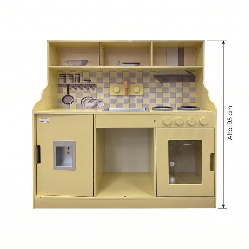 Cocina Infantil de Juguete con Refrigerador, Horno, Lavaplatos y Estufa Color Beige
