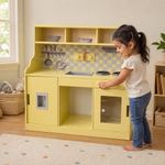 Cocina Infantil de Juguete con Refrigerador, Horno, Lavaplatos y Estufa Color Beige