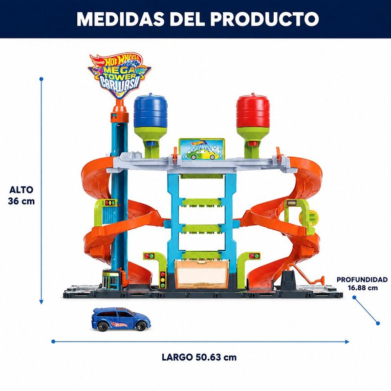 Hot Wheels City Mega Torre de Lavado de Carros con Vehículo Color Shifters
