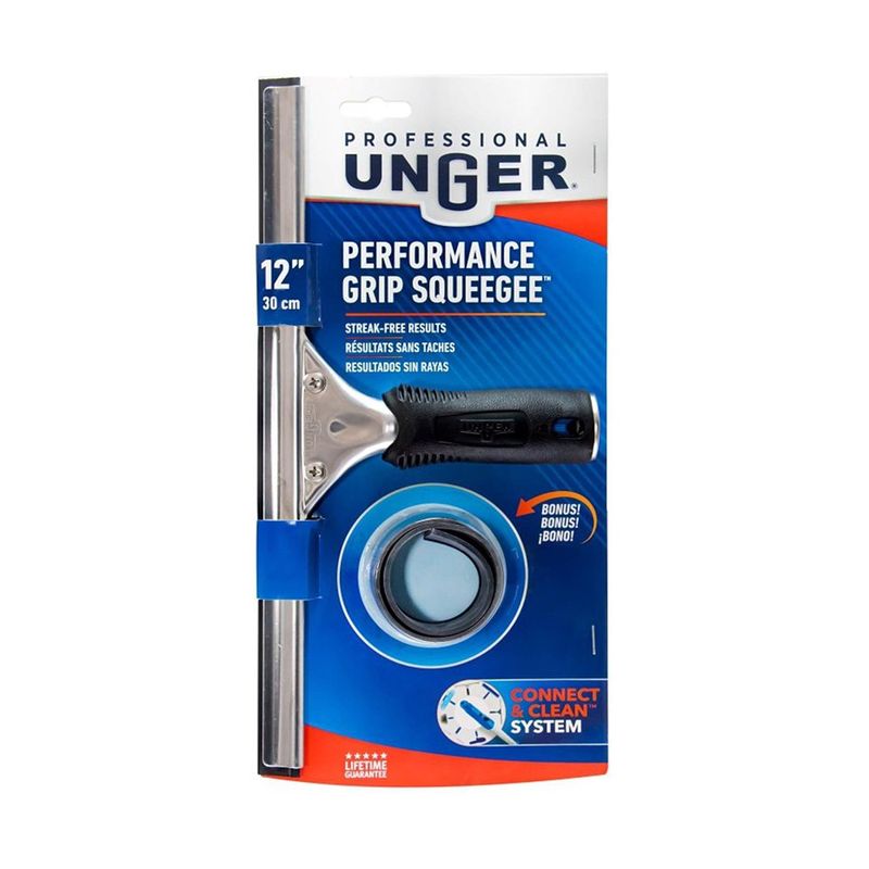 Squeegee para Ventanas de Acero Inoxidable 30 Cm con Mango Antideslizante y Hule de Repuesto