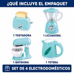 Set de Electrodomésticos de Juguete con Tostadora, Batidora, Licuadora y Tetera Color Celeste