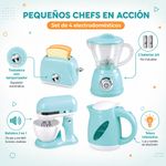 Set de Electrodomésticos de Juguete con Tostadora, Batidora, Licuadora y Tetera Color Celeste