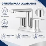 Grifo Mezclador para Lavamanos 4 Plg Cuello Recto y Bajo Cromado