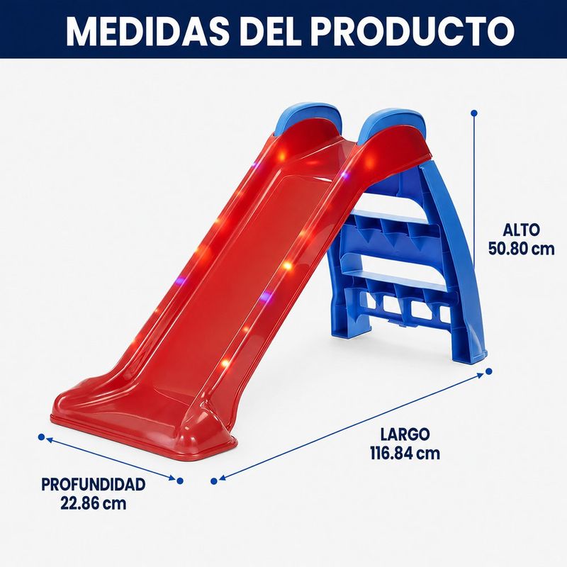 Tobogán Infantil con Luces LED Mi Primer Tobogán para Interior y Exterior Rojo y Azul