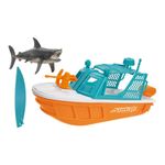 Lancha de Juguete Shark Wave con Tiburón y Tabla de Surf que Flota en el Agua