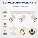 Lámpara Spot de Techo 3 Luces Base GU10 de 50W Cabezales Dirigibles para Sobreponer en Color Blanco
