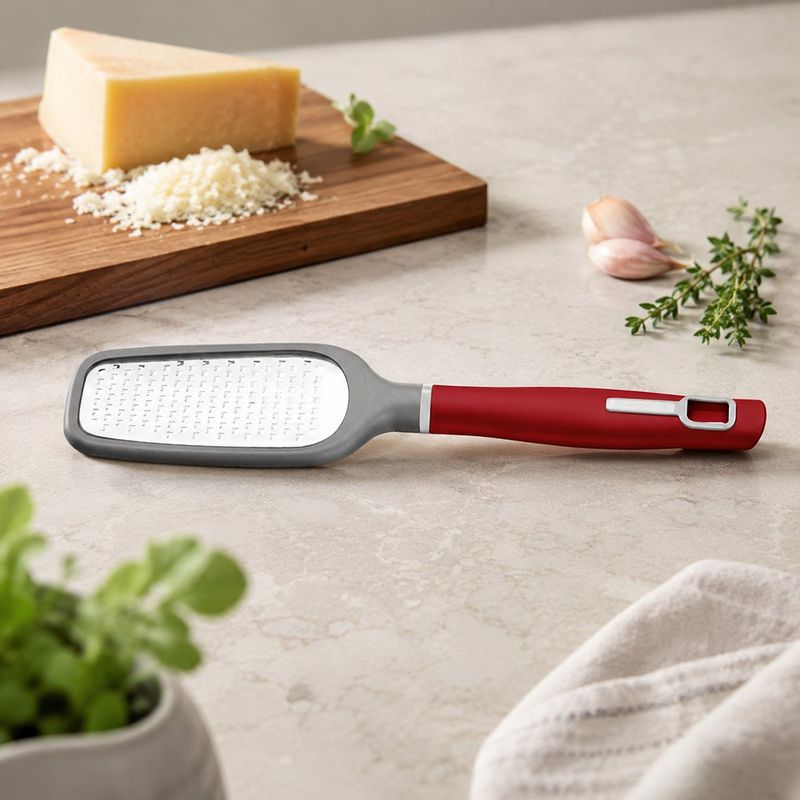 Rallador de Acero Inoxidable con Mango Ergonómico Color Rojo