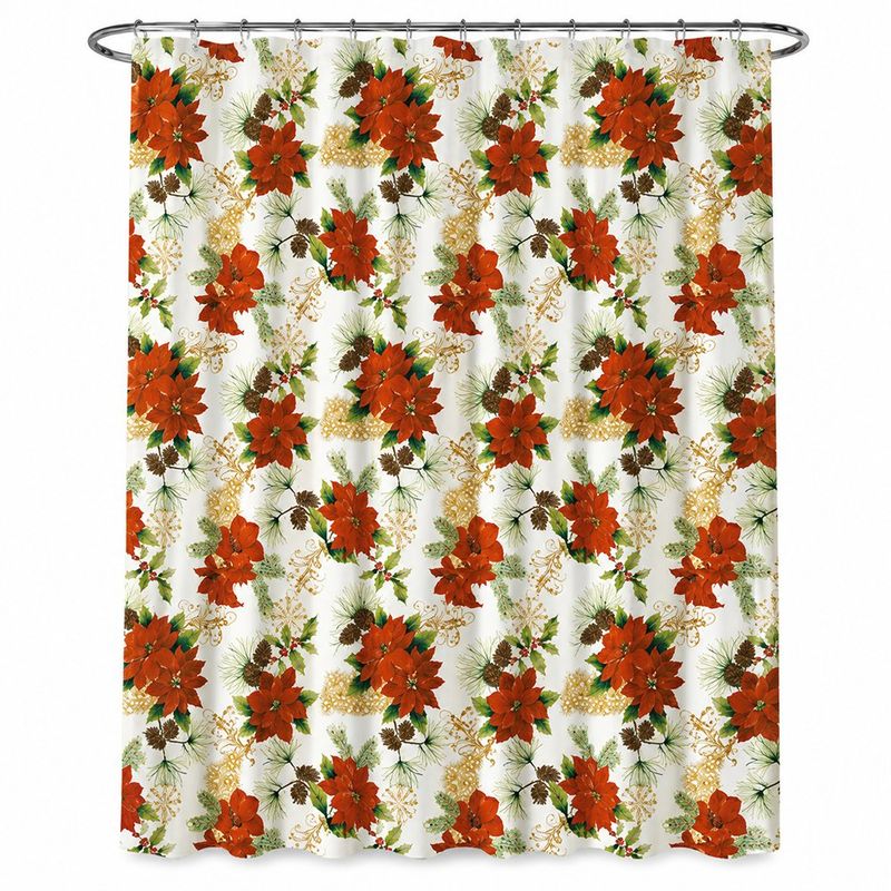 Set de Cortina de Baño de Pascuas Navideñas con 12 Ganchos