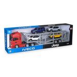 Camión Cegoña Iveco con 6 Miniaturas Jeep Renegade a Escala 1:30 - Presentación Surtida