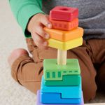 Set de 3 Torres Apilables de Madera con 26 Figuras Geométricas para Bebés
