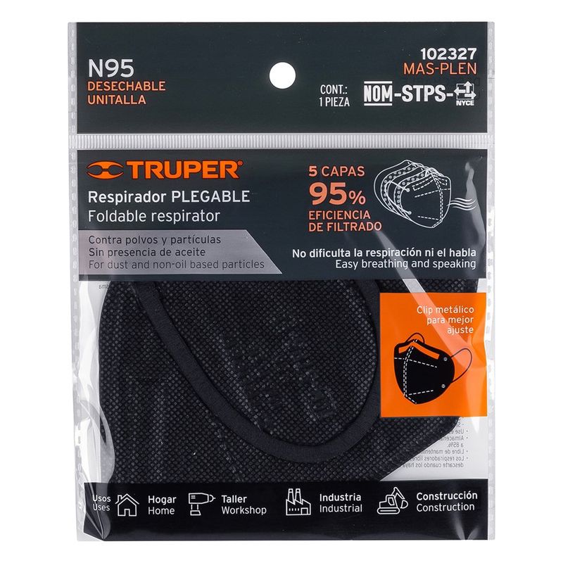 Mascarilla N95 Plegable Negra