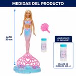 Barbie Sirena Bubble Sparkle con Burbujas, Solución de 60 mL y Cepillo