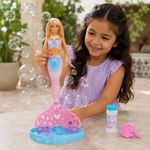 Barbie Sirena Bubble Sparkle con Burbujas, Solución de 60 mL y Cepillo