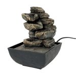 Fuente Decorativa de 13.3 x 18.8 Cm Color Marrón con Luz Diseño Piedras Apiladas
