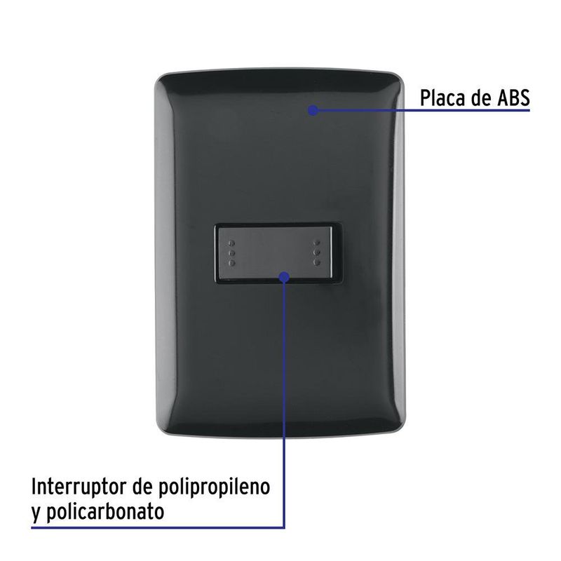 Interruptor Simple de 3 Vías Italiana Color Negro 10 A