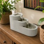 Fuente Decorativa de 29 x 14 x 16 Cm Color Gris con Luz Diseño 3 Niveles Escalonados