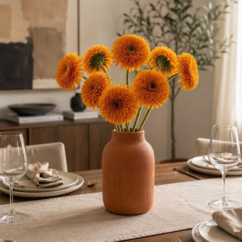 Flor Artificial Girasol Color Naranja de 70 Cm para Floreros y Arreglos