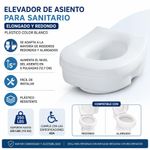 Elevador de Asiento para Sanitario Elongado y Redondo Plástico Color Blanco