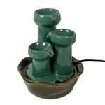 Fuente Decorativa de 21 x 24 Cm Color Verde y Café con Luz Diseño 3 Caños