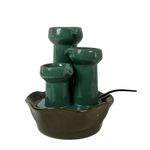 Fuente Decorativa de 21 x 24 Cm Color Verde y Café con Luz Diseño 3 Caños