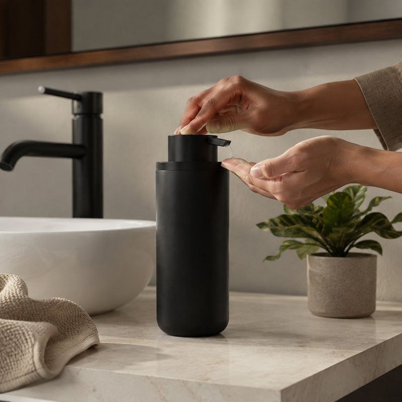 Dispensador de Jabón para Pared Plástico 500 mL Color Negro para Baño o Cocina