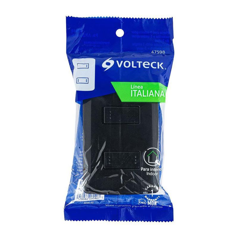 Interruptor Doble de 3 Vías Italiana Color Negro 10 A